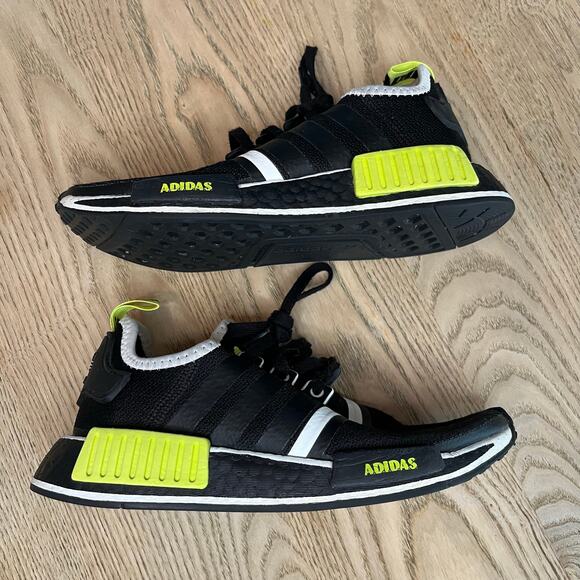 adidas NMD R1 Sneaker Black Solar Yellow White Trainer Gym Shoe Men’s Size 5 - Picture 8 of 12